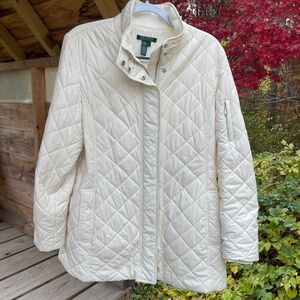 Ralph Lauren Women's Cream Quilted Puffer Coat